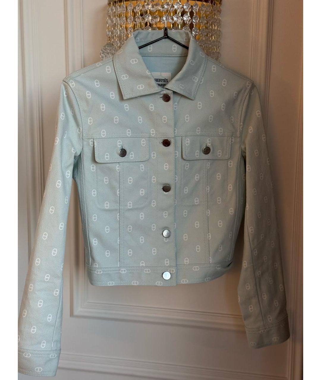 HERMES Бирюзовый деним жакет/пиджак, фото 8