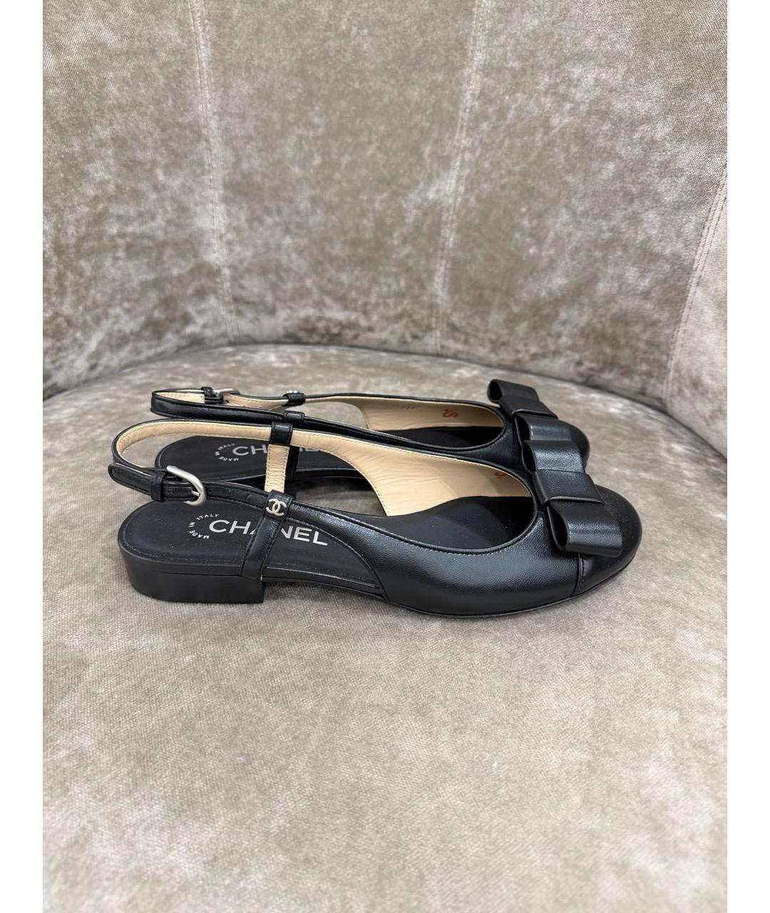 CHANEL Черные кожаные балетки, фото 7