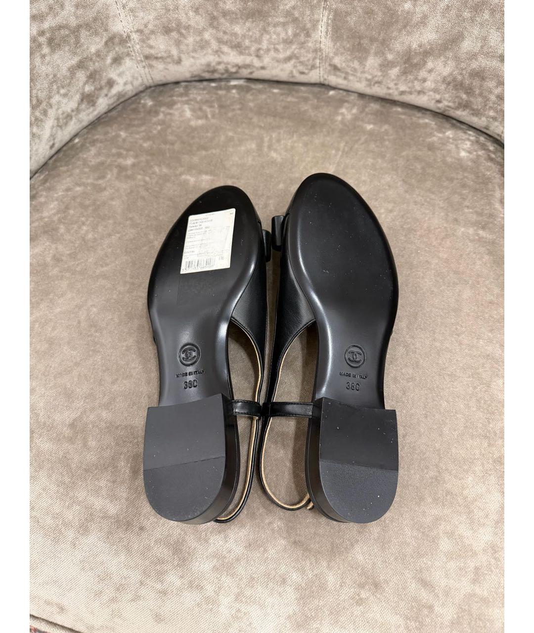 CHANEL Черные кожаные балетки, фото 5