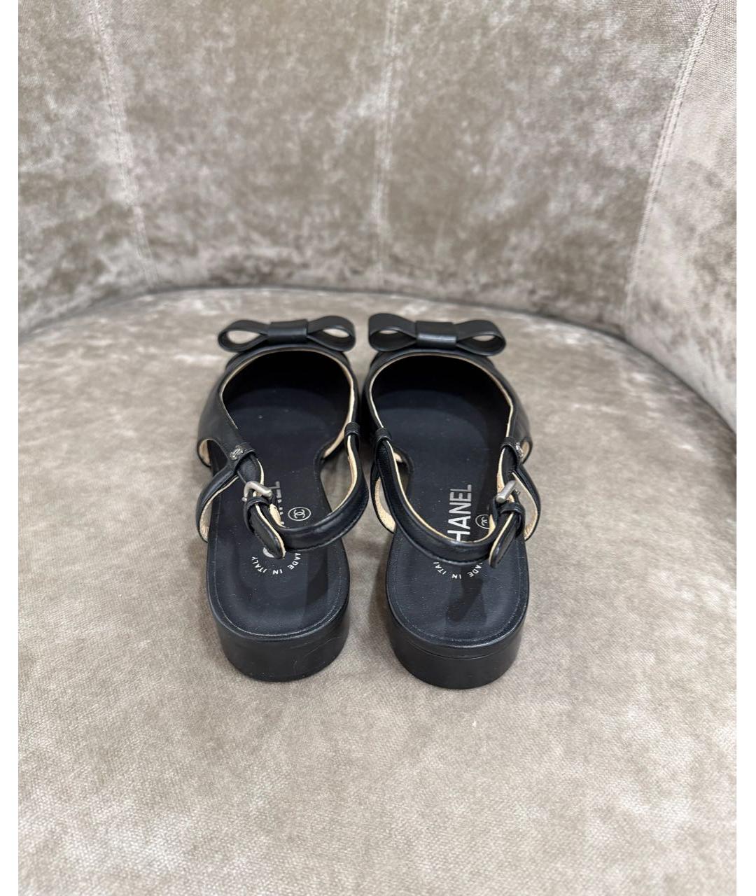 CHANEL Черные кожаные балетки, фото 4