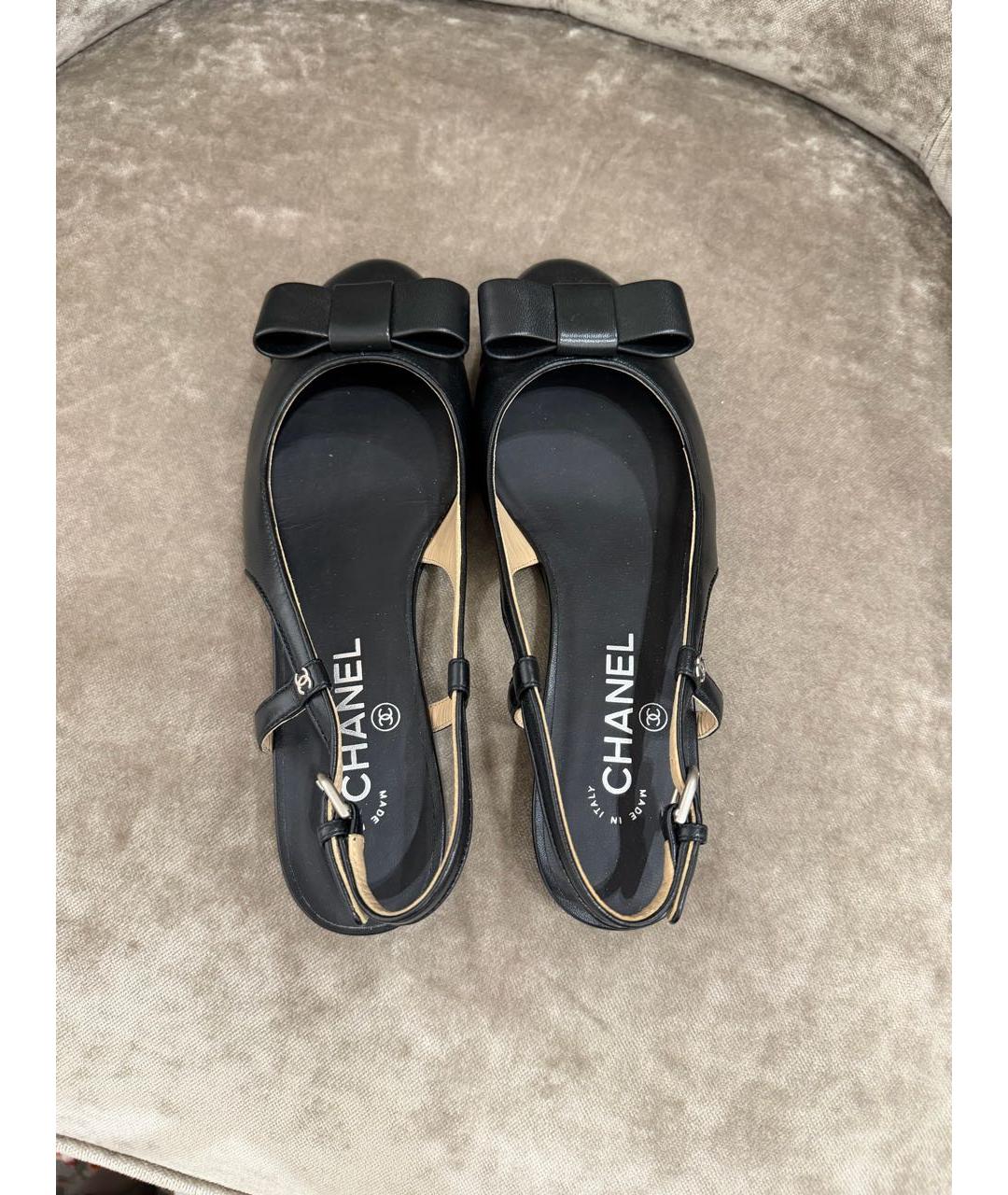 CHANEL Черные кожаные балетки, фото 3