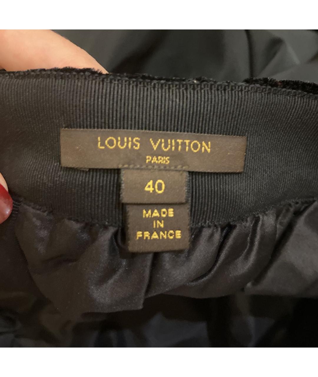 LOUIS VUITTON Антрацитовая полиэстеровая юбка мини, фото 5