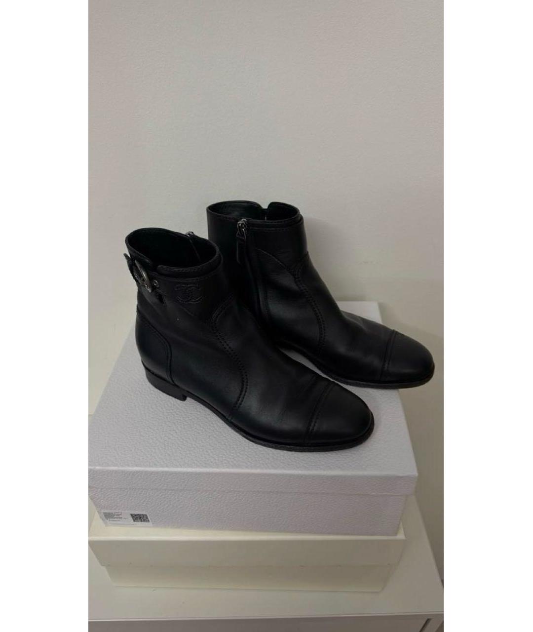 CHANEL Черные кожаные ботинки, фото 5