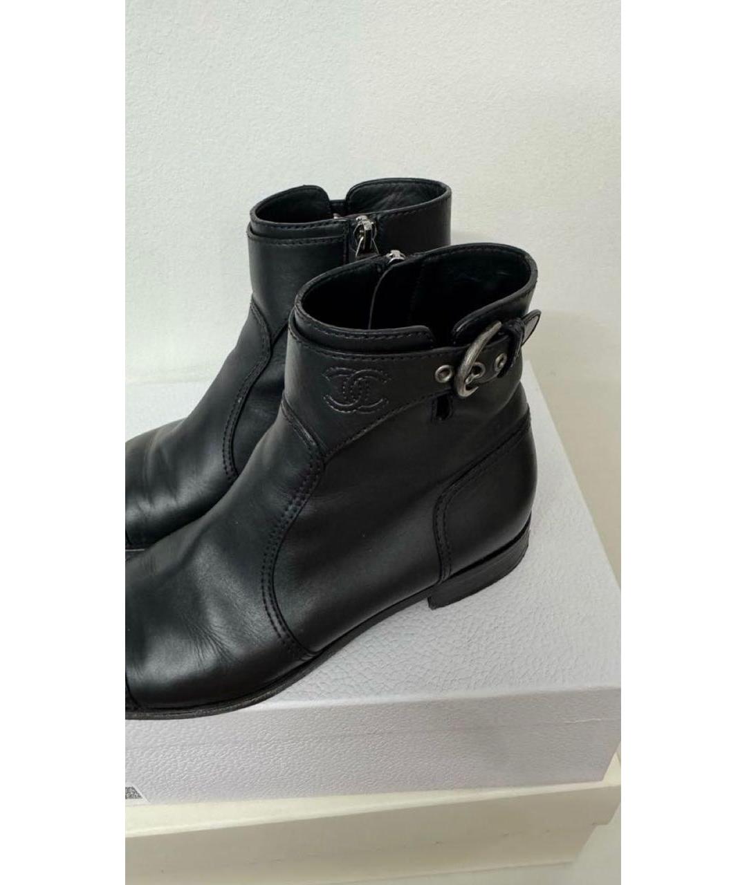 CHANEL Черные кожаные ботинки, фото 3