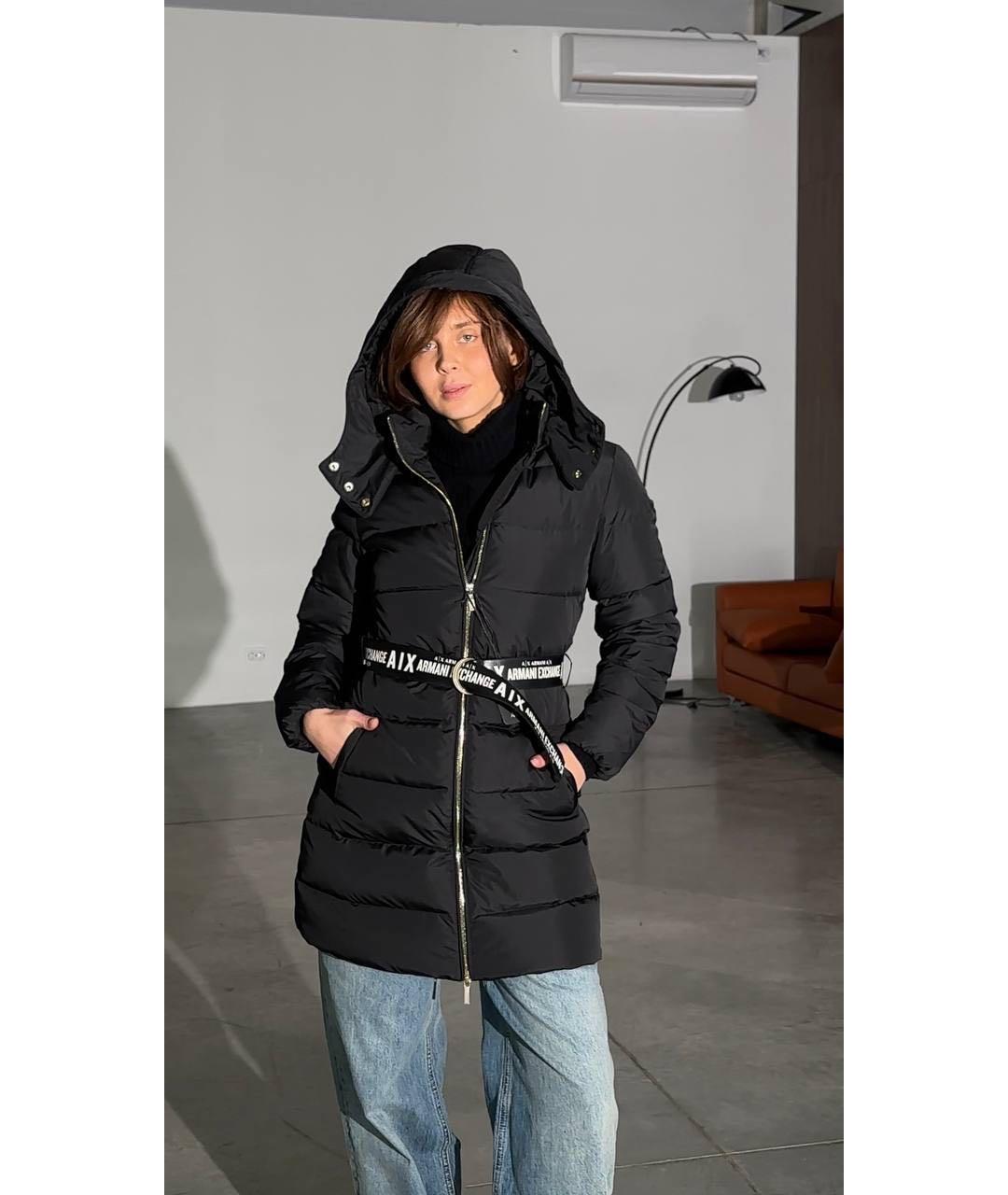 ARMANI EXCHANGE Черный полиэстеровый пуховик, фото 3