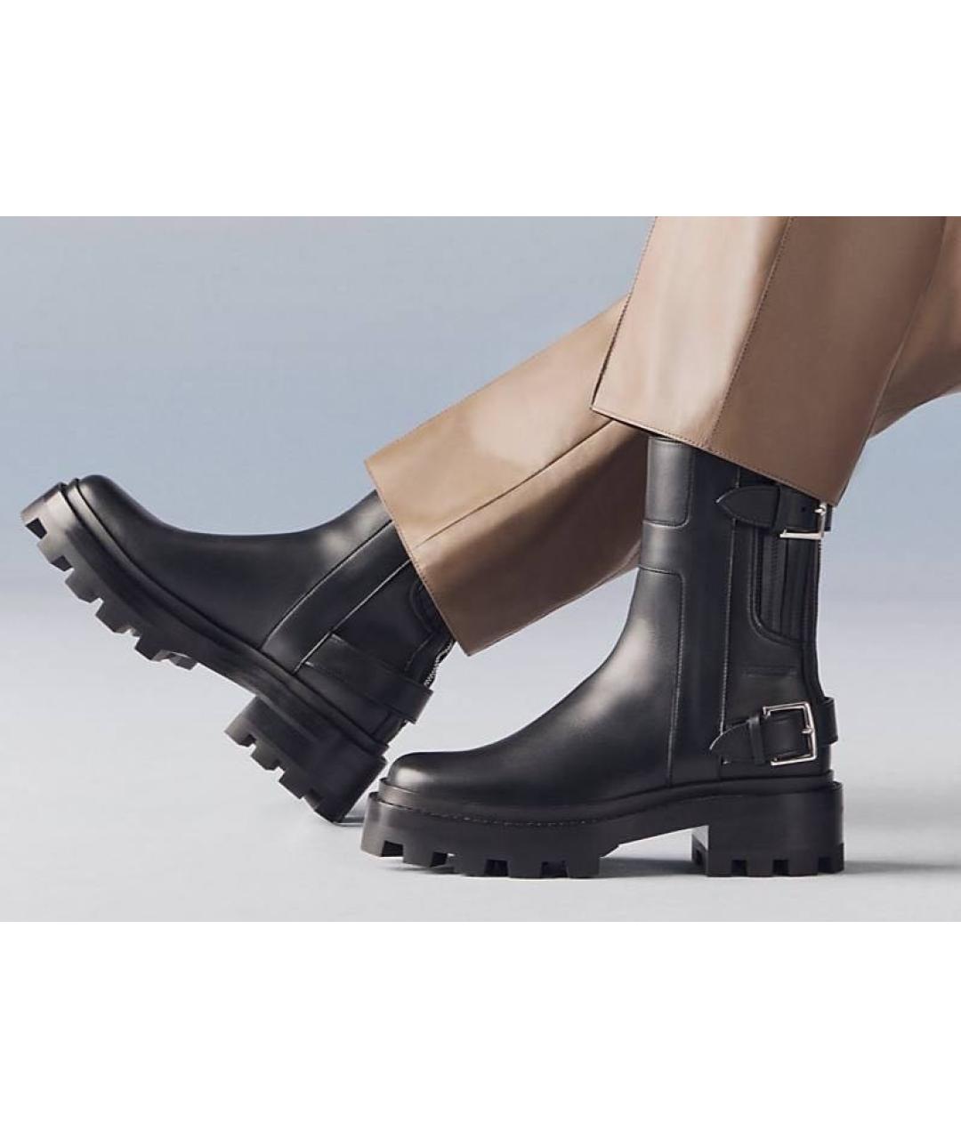 HERMES Черные кожаные полусапоги, фото 5