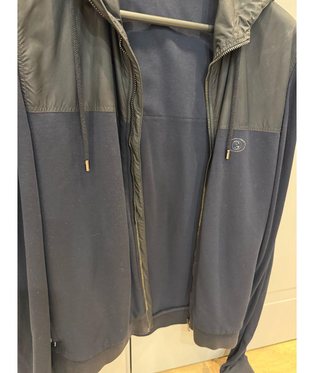GUCCI Темно-синяя хлопко-эластановая спортивная куртка, фото 6