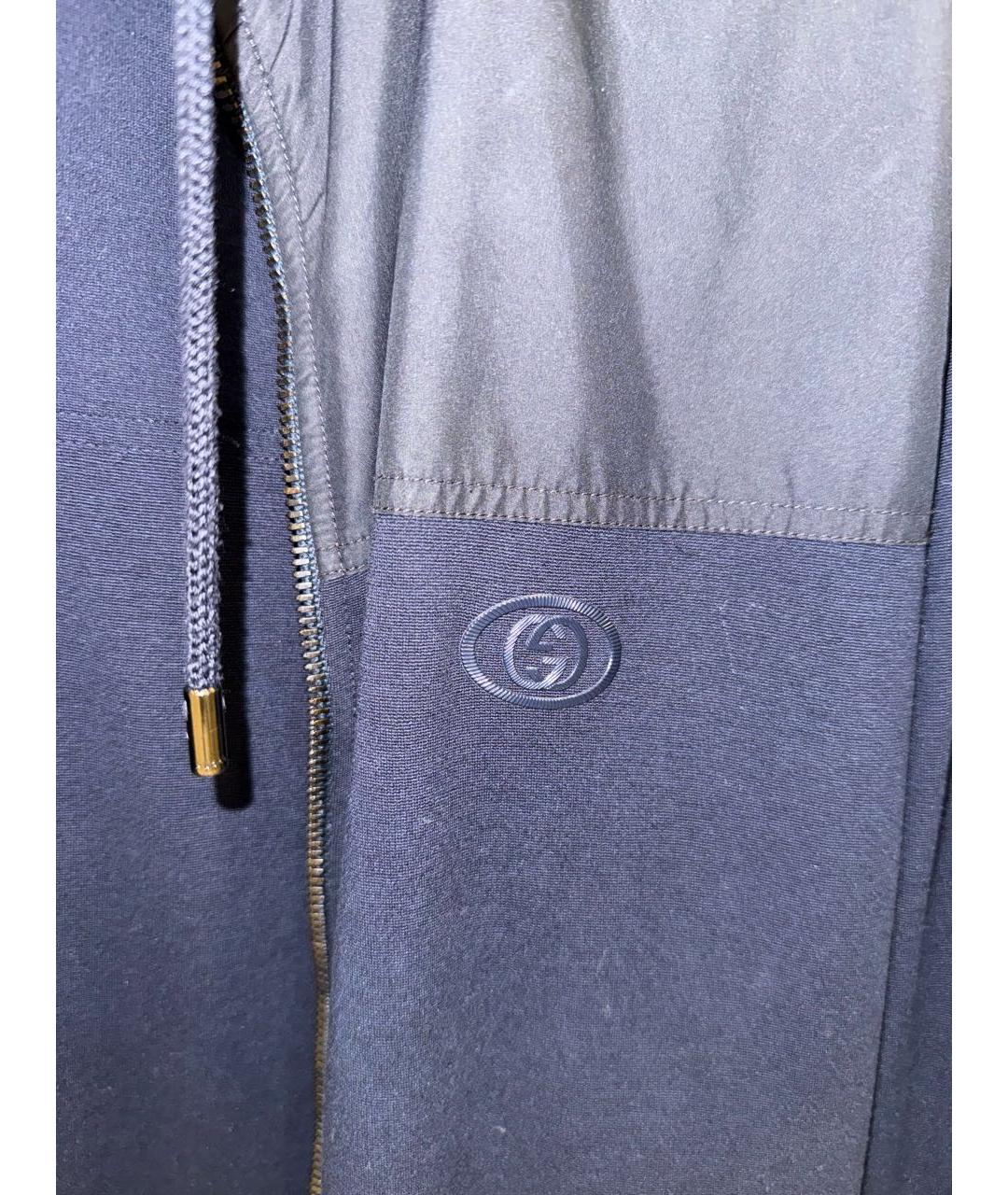 GUCCI Темно-синяя хлопко-эластановая спортивная куртка, фото 3