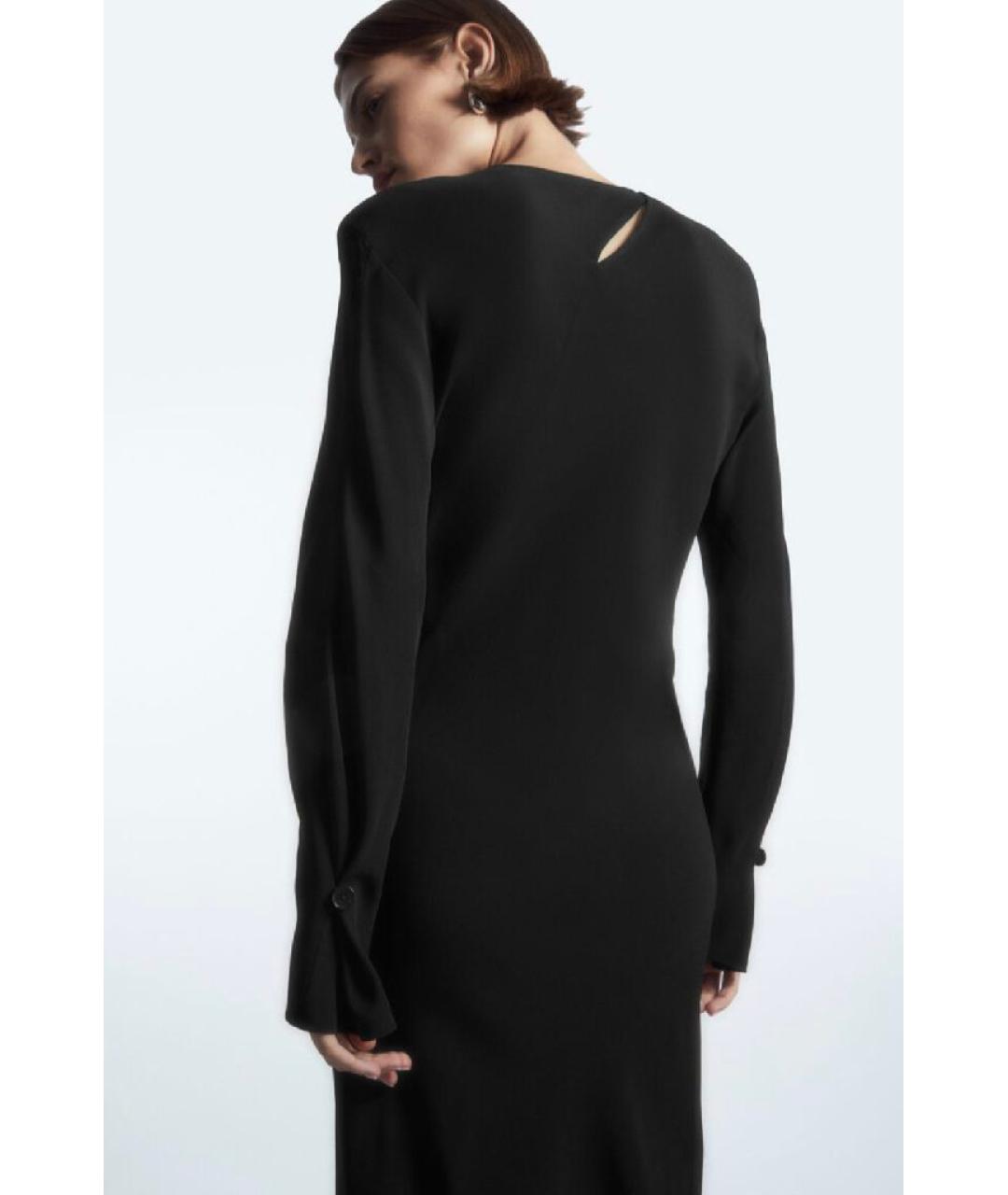 COS Черное вискозное повседневное платье, фото 5