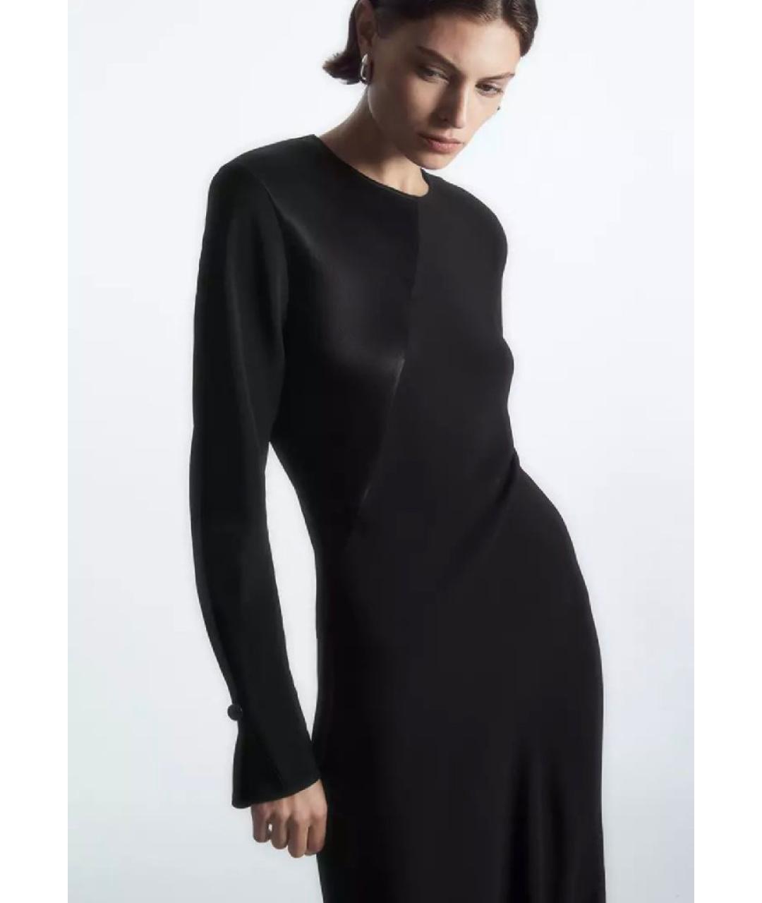 COS Черное вискозное повседневное платье, фото 4