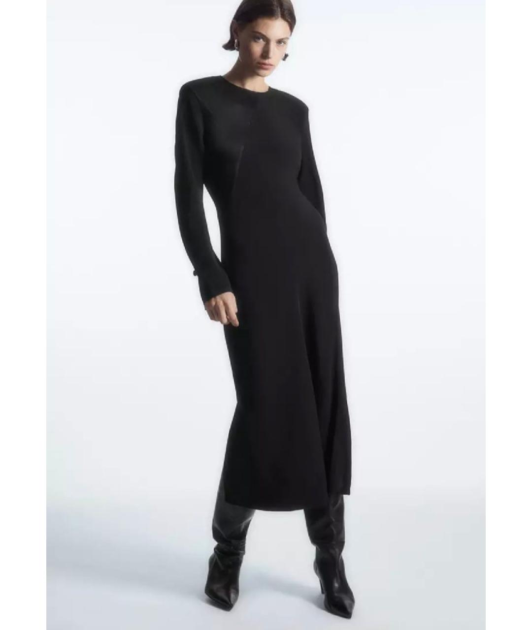 COS Черное вискозное повседневное платье, фото 2