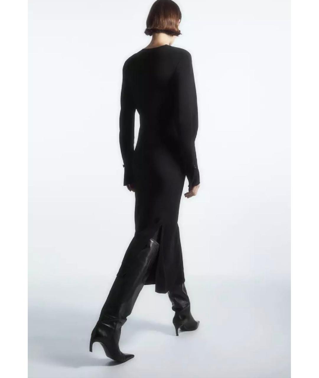 COS Черное вискозное повседневное платье, фото 3