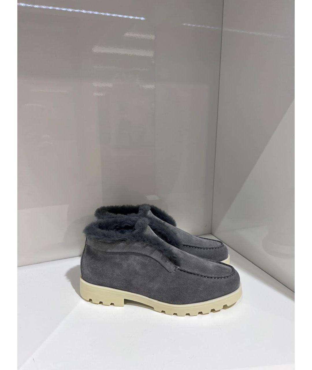 SANTONI Серые замшевые лоферы, фото 3