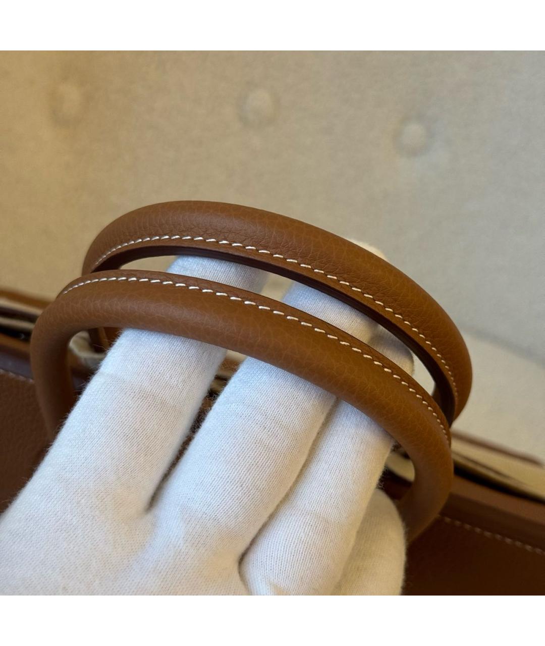 HERMES Коричневая кожаная сумка с короткими ручками, фото 7