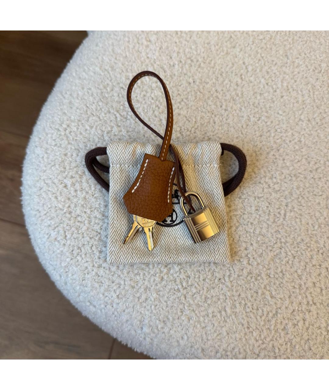 HERMES Коричневая кожаная сумка с короткими ручками, фото 8