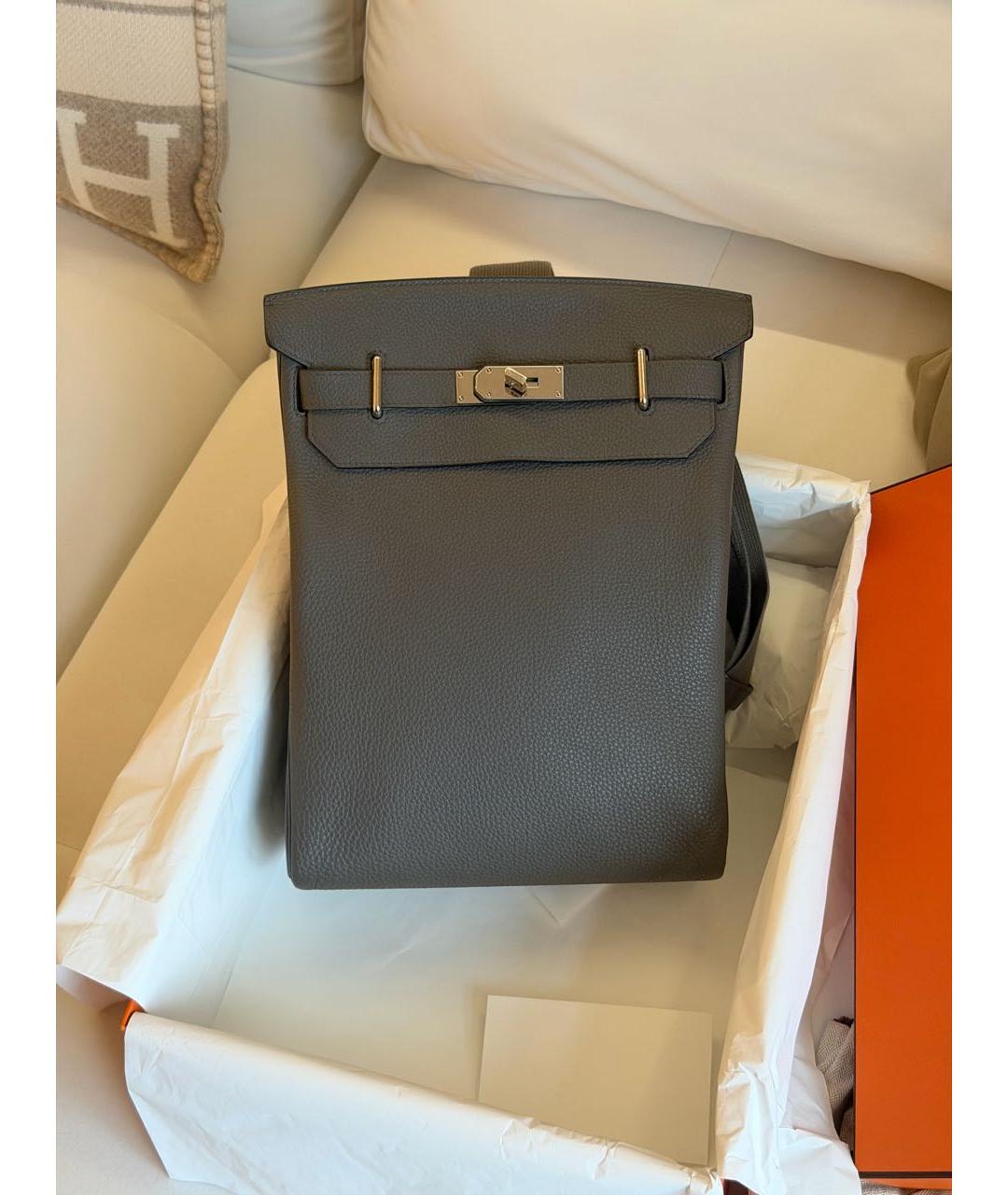 HERMES Серая кожаная сумка на плечо, фото 9