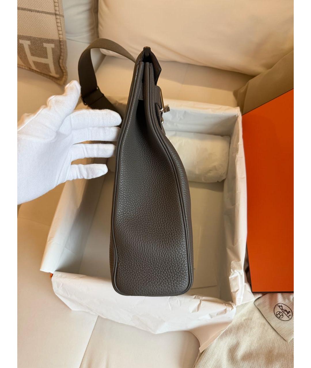 HERMES Серая кожаная сумка на плечо, фото 5