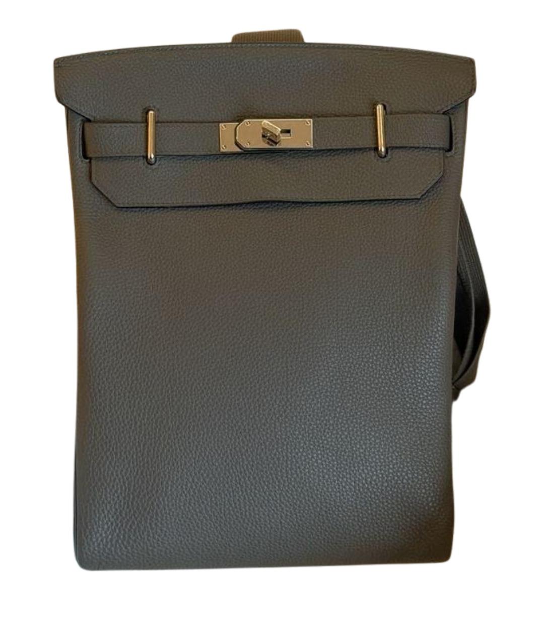 HERMES Серая кожаная сумка на плечо, фото 1