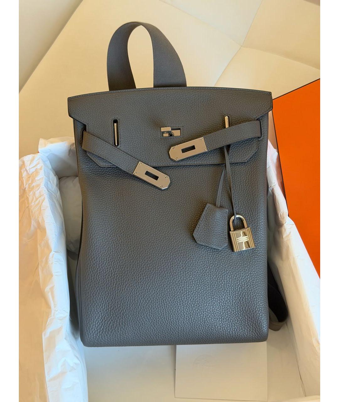 HERMES Серая кожаная сумка на плечо, фото 2