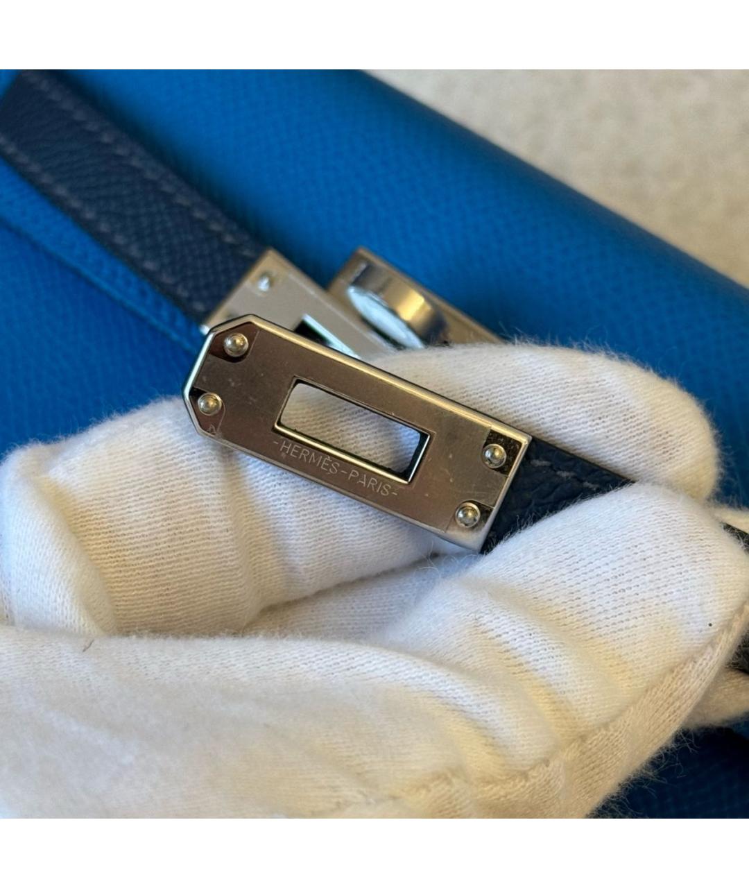 HERMES Синяя кожаная сумка через плечо, фото 5