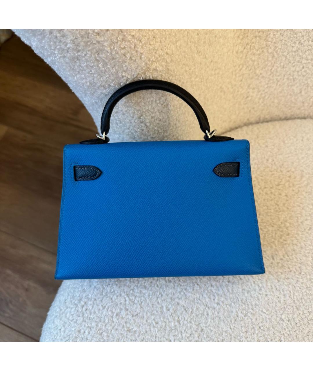 HERMES Синяя кожаная сумка через плечо, фото 3