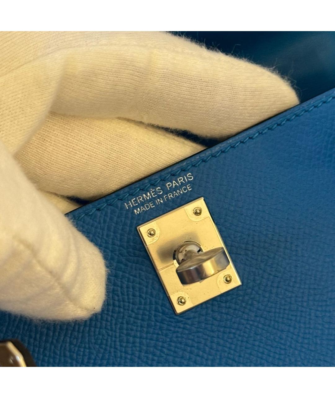 HERMES Синяя кожаная сумка через плечо, фото 6