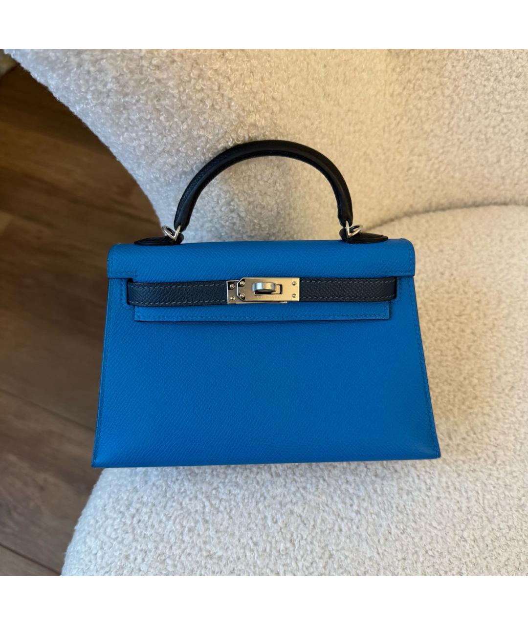 HERMES Синяя кожаная сумка через плечо, фото 2