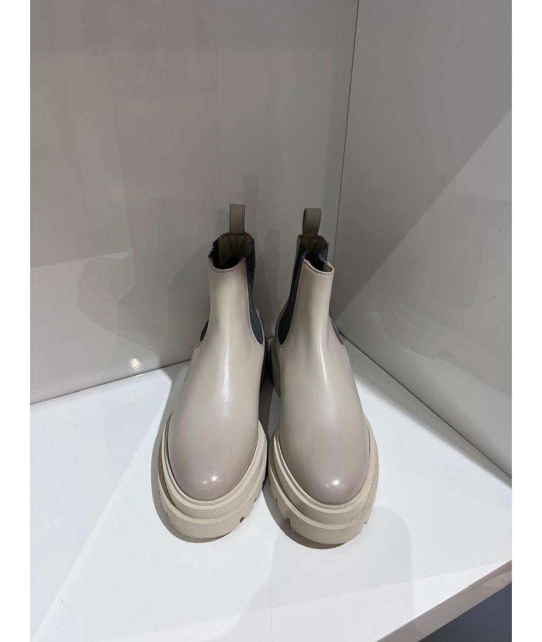 SANTONI Бежевые кожаные ботинки, фото 2