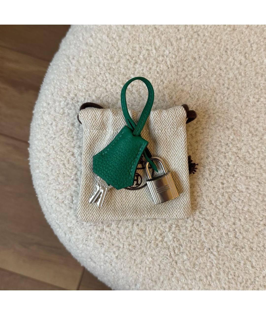 HERMES Зеленая кожаная сумка с короткими ручками, фото 8