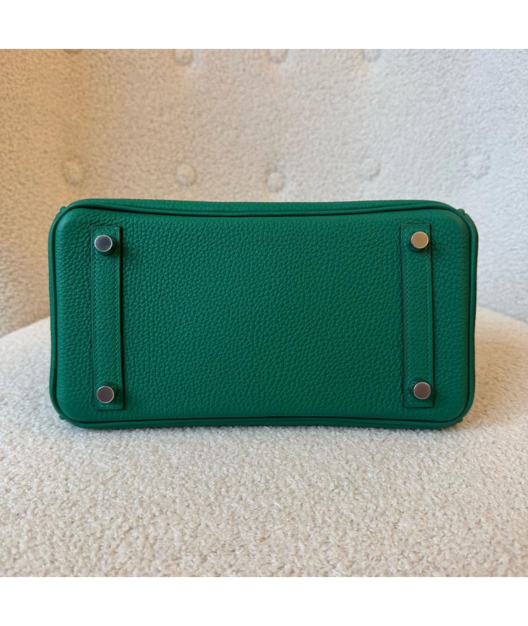 HERMES Зеленая кожаная сумка с короткими ручками, фото 6