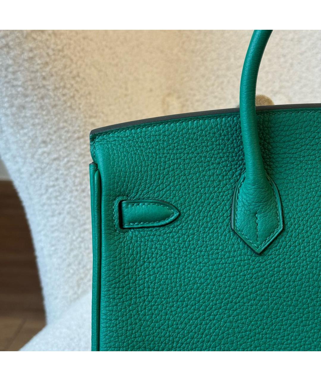 HERMES Зеленая кожаная сумка с короткими ручками, фото 7