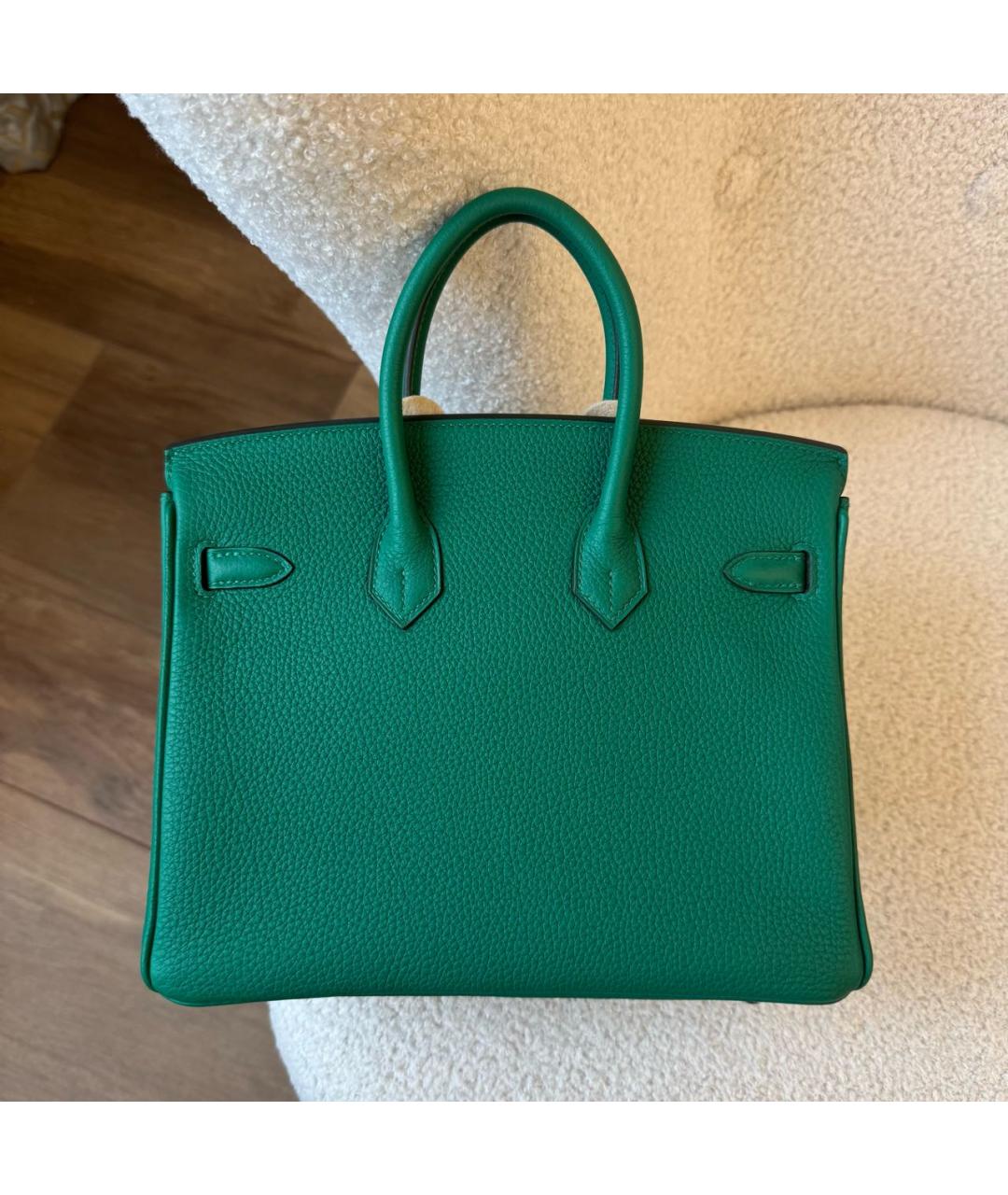 HERMES Зеленая кожаная сумка с короткими ручками, фото 3