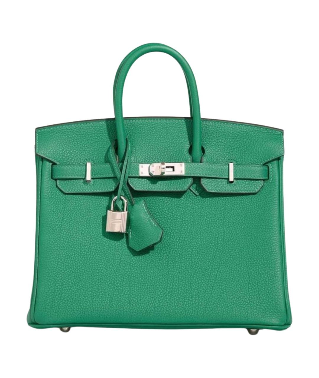 HERMES Зеленая кожаная сумка с короткими ручками, фото 1