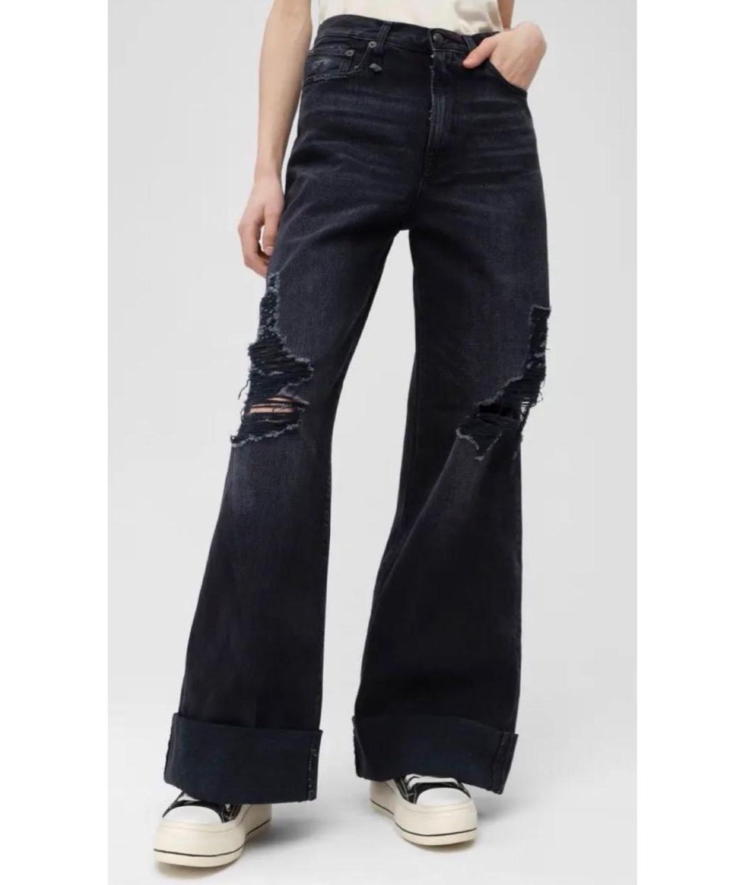 R13 Черные хлопковые прямые джинсы, фото 2