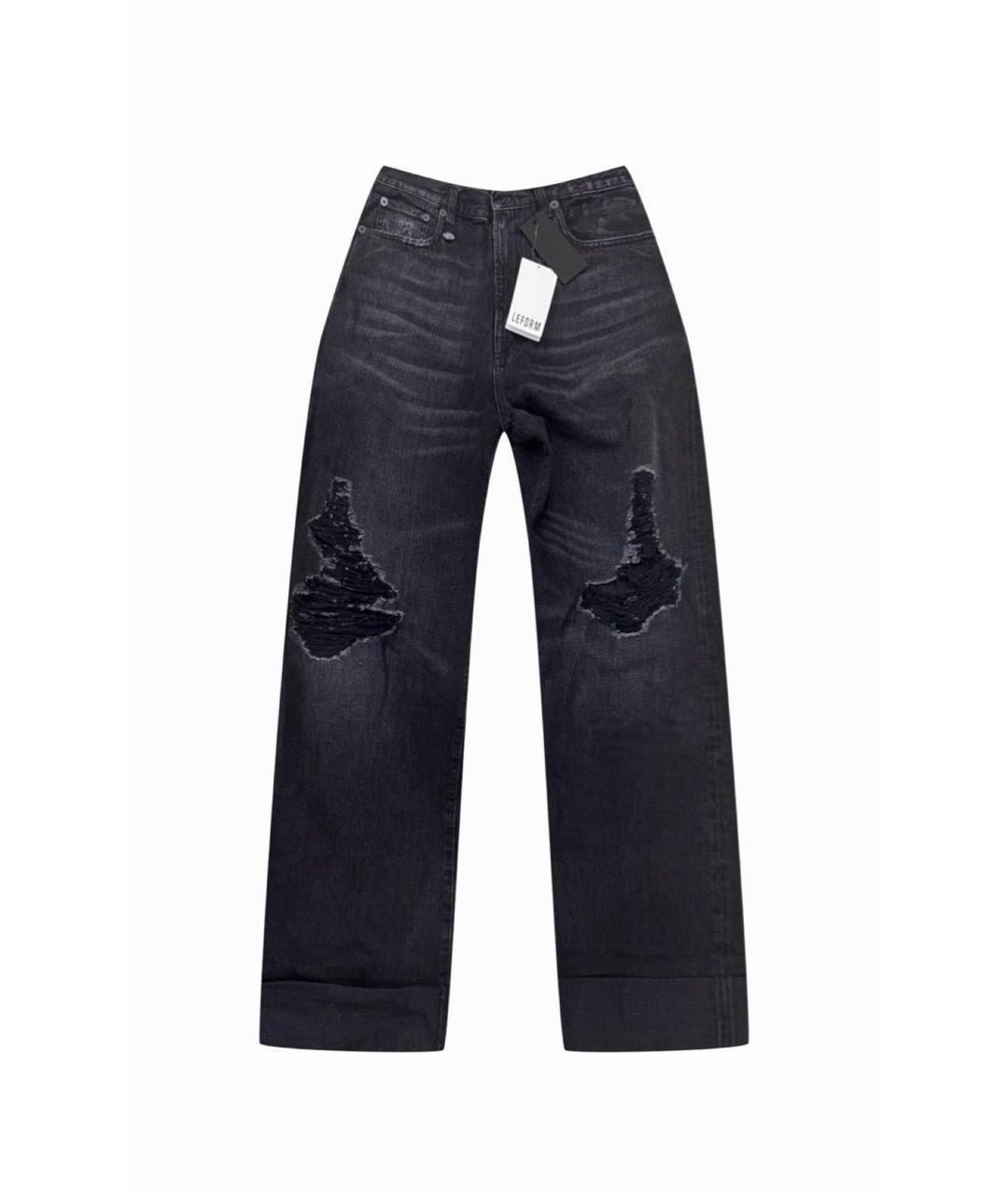 R13 Черные хлопковые прямые джинсы, фото 5