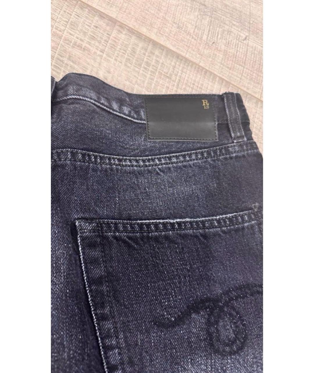R13 Черные хлопковые прямые джинсы, фото 3