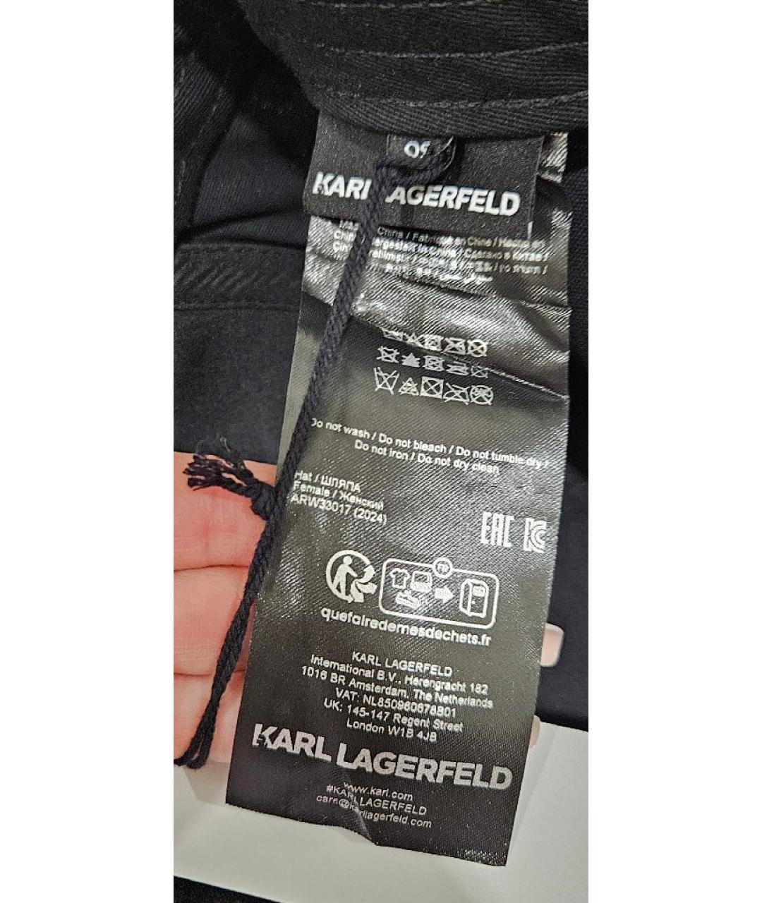 KARL LAGERFELD Черная хлопковая кепка/бейсболка, фото 5