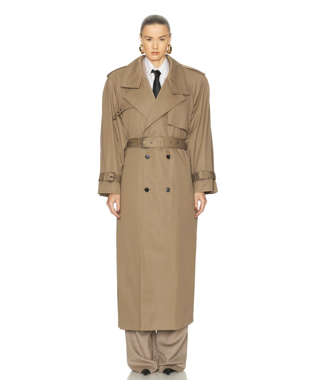 SAINT LAURENT Хаки хлопковый тренч/плащ, фото 3