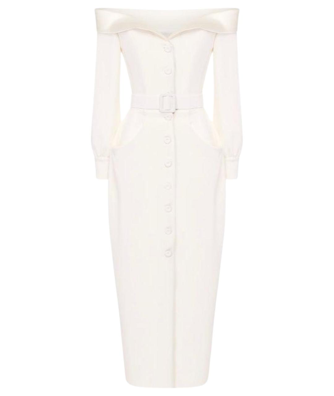 ULYANA SERGEENKO Белое шерстяное коктейльное платье, фото 1