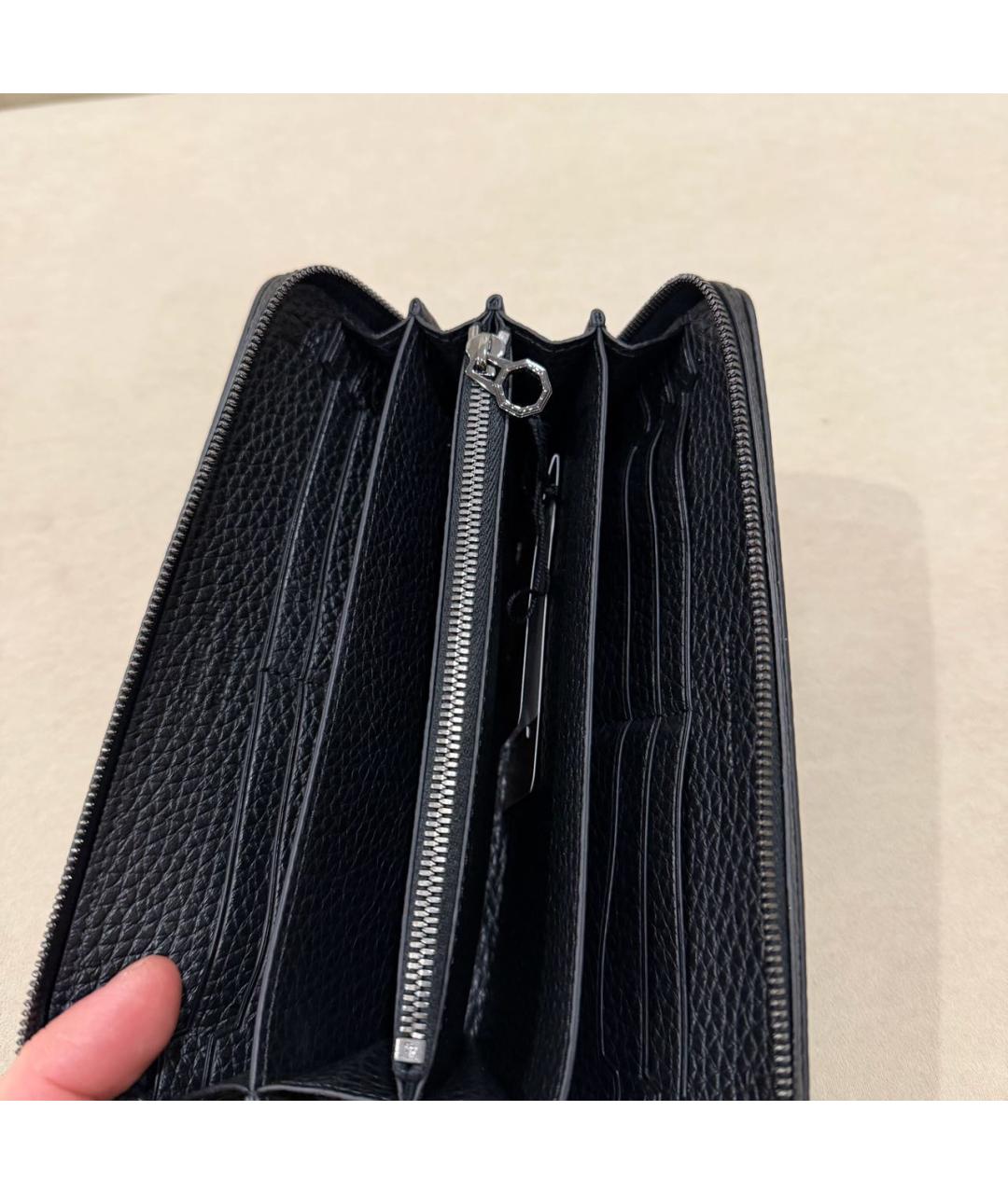 STEFANO RICCI Черный кожаный кошелек, фото 3