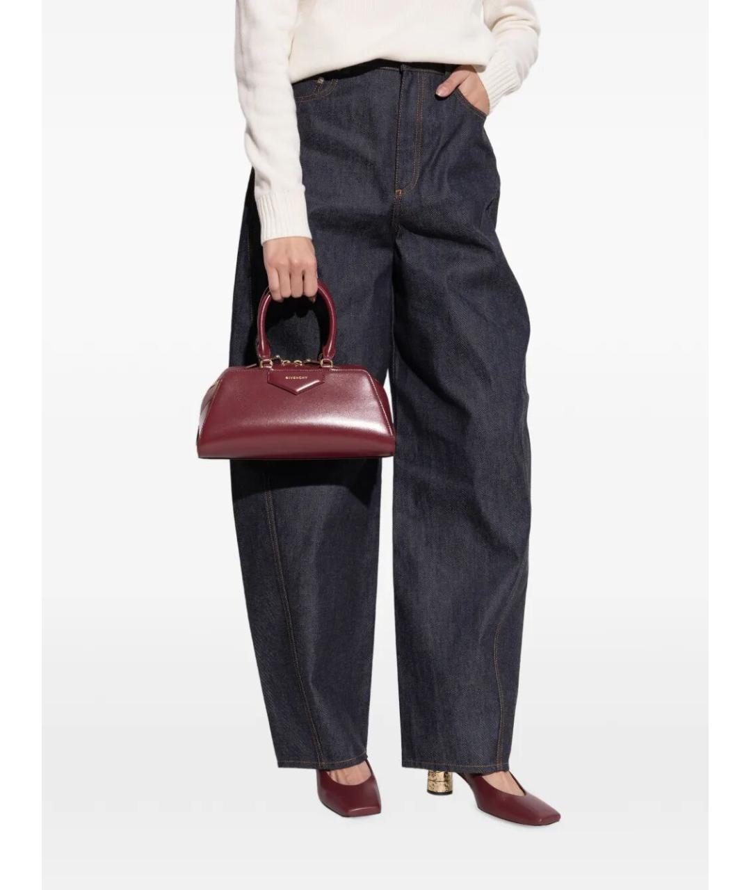 GIVENCHY Бордовая кожаная сумка тоут, фото 2