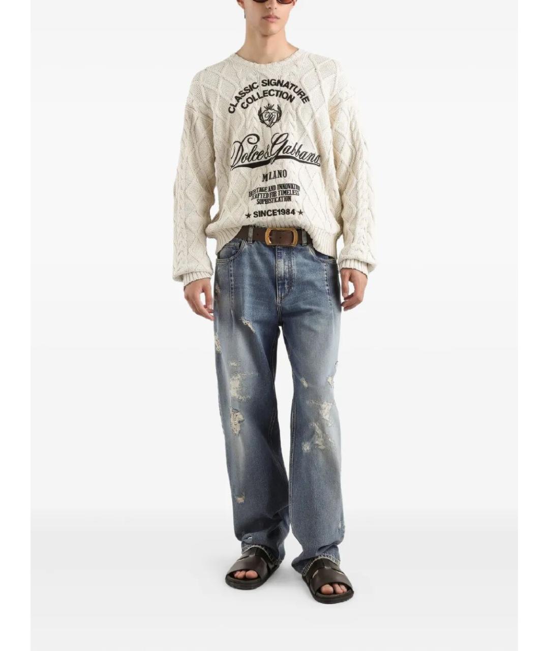 DOLCE&GABBANA Бежевый хлопковый джемпер / свитер, фото 3