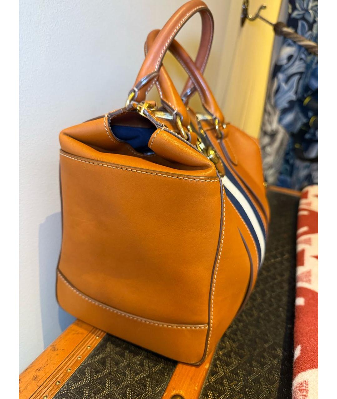 RALPH LAUREN Коричневая кожаная сумка с короткими ручками, фото 3