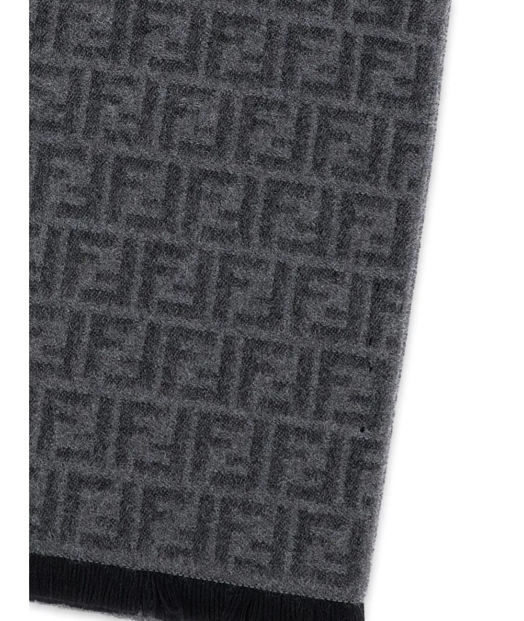 FENDI Серый шерстяной шарф, фото 2