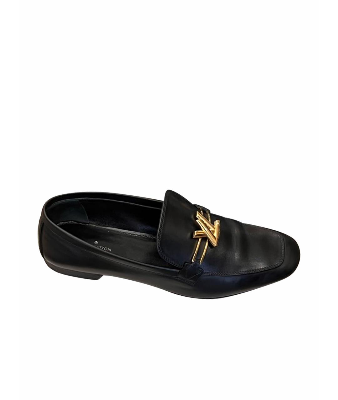 LOUIS VUITTON Черные кожаные лоферы, фото 1