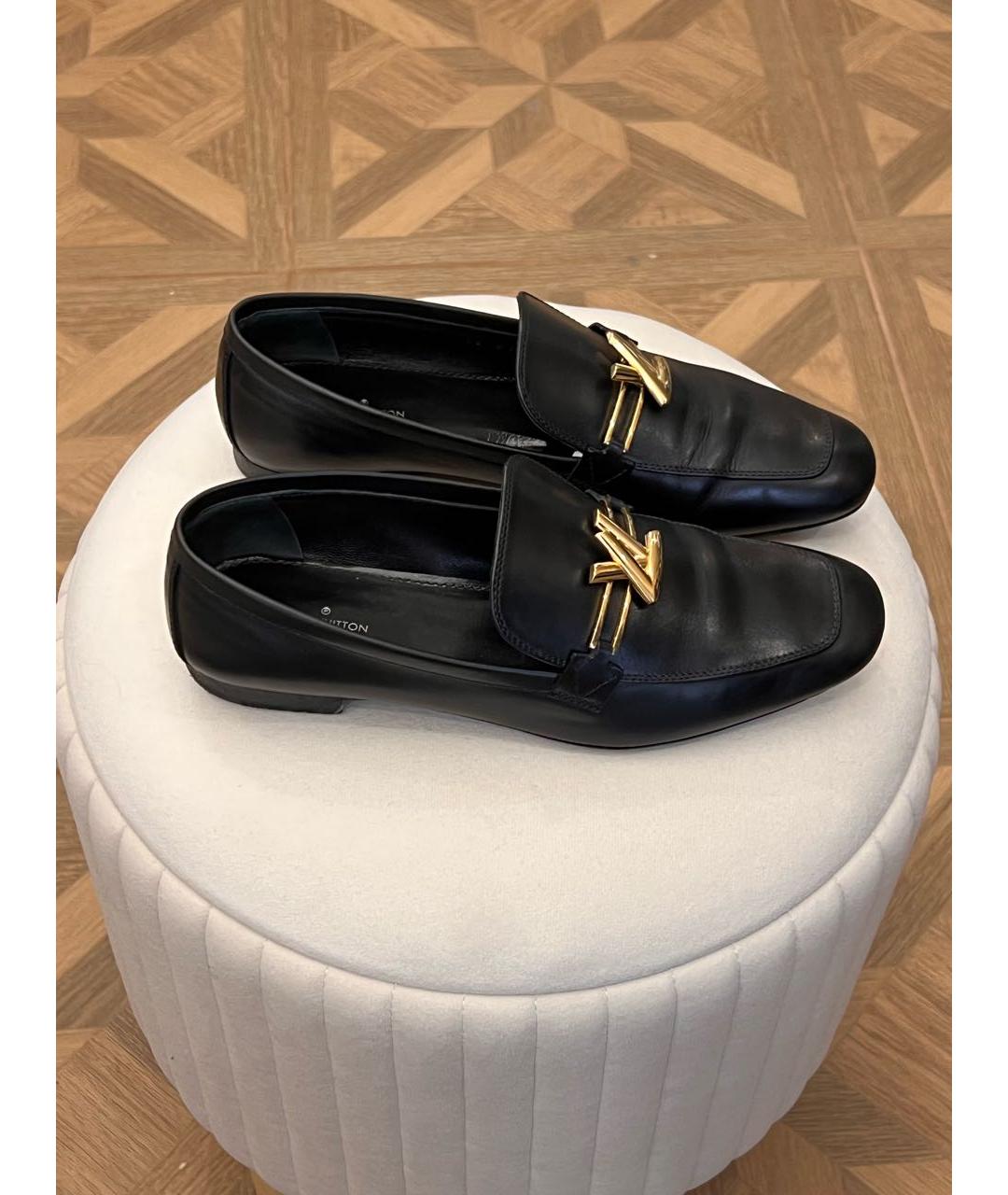 LOUIS VUITTON Черные кожаные лоферы, фото 5