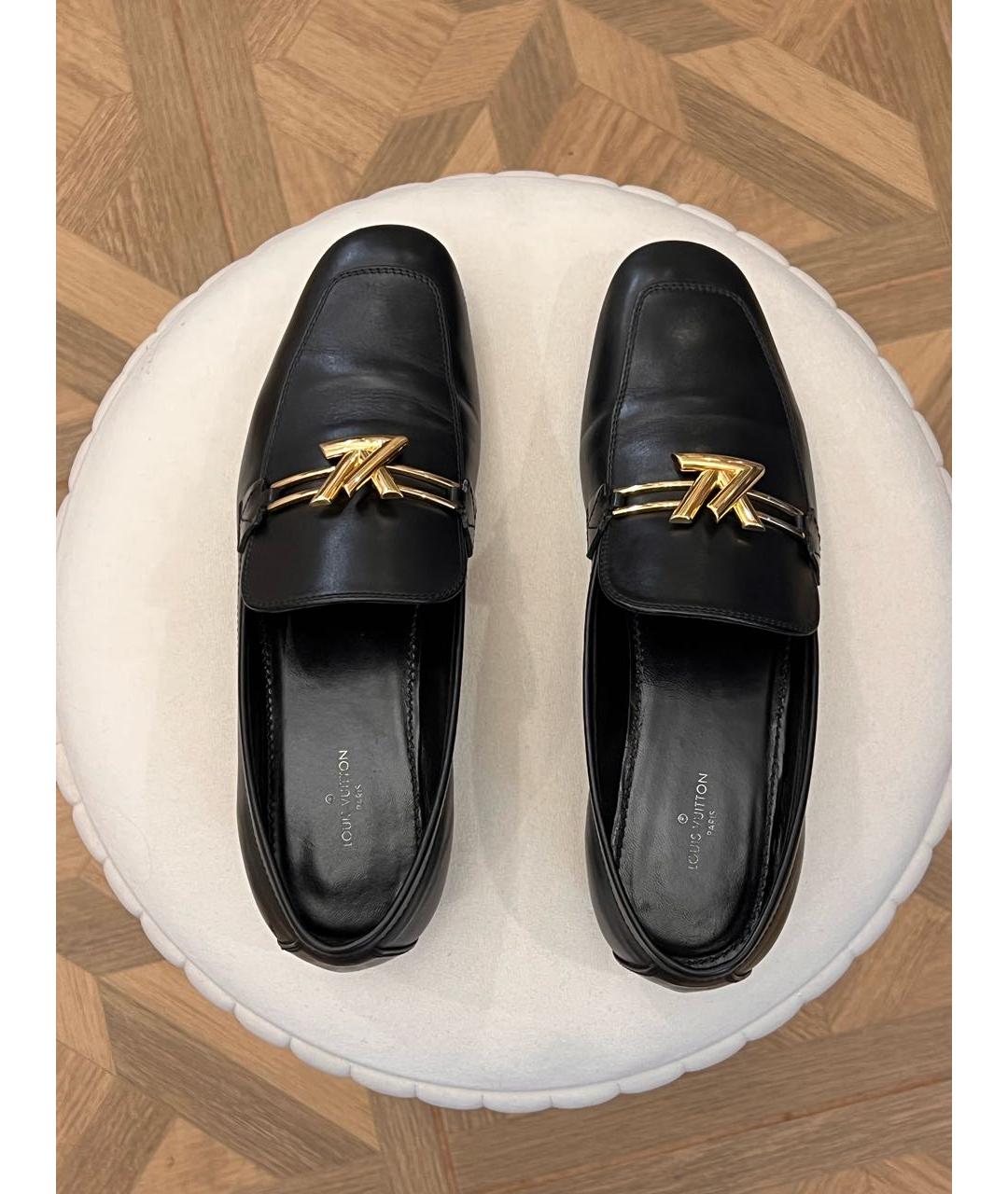 LOUIS VUITTON Черные кожаные лоферы, фото 3