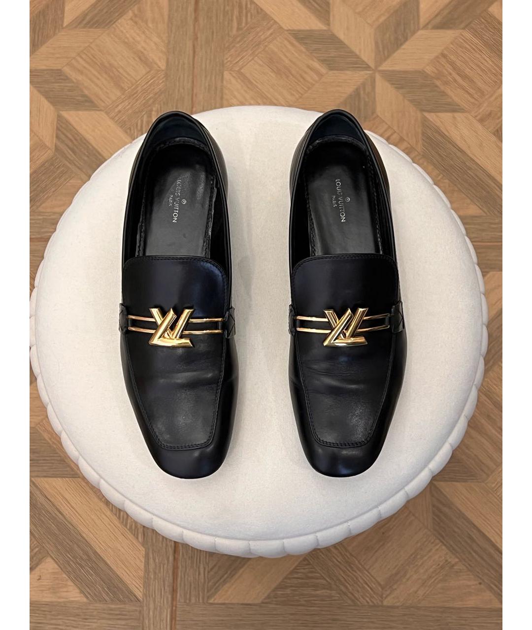 LOUIS VUITTON Черные кожаные лоферы, фото 2