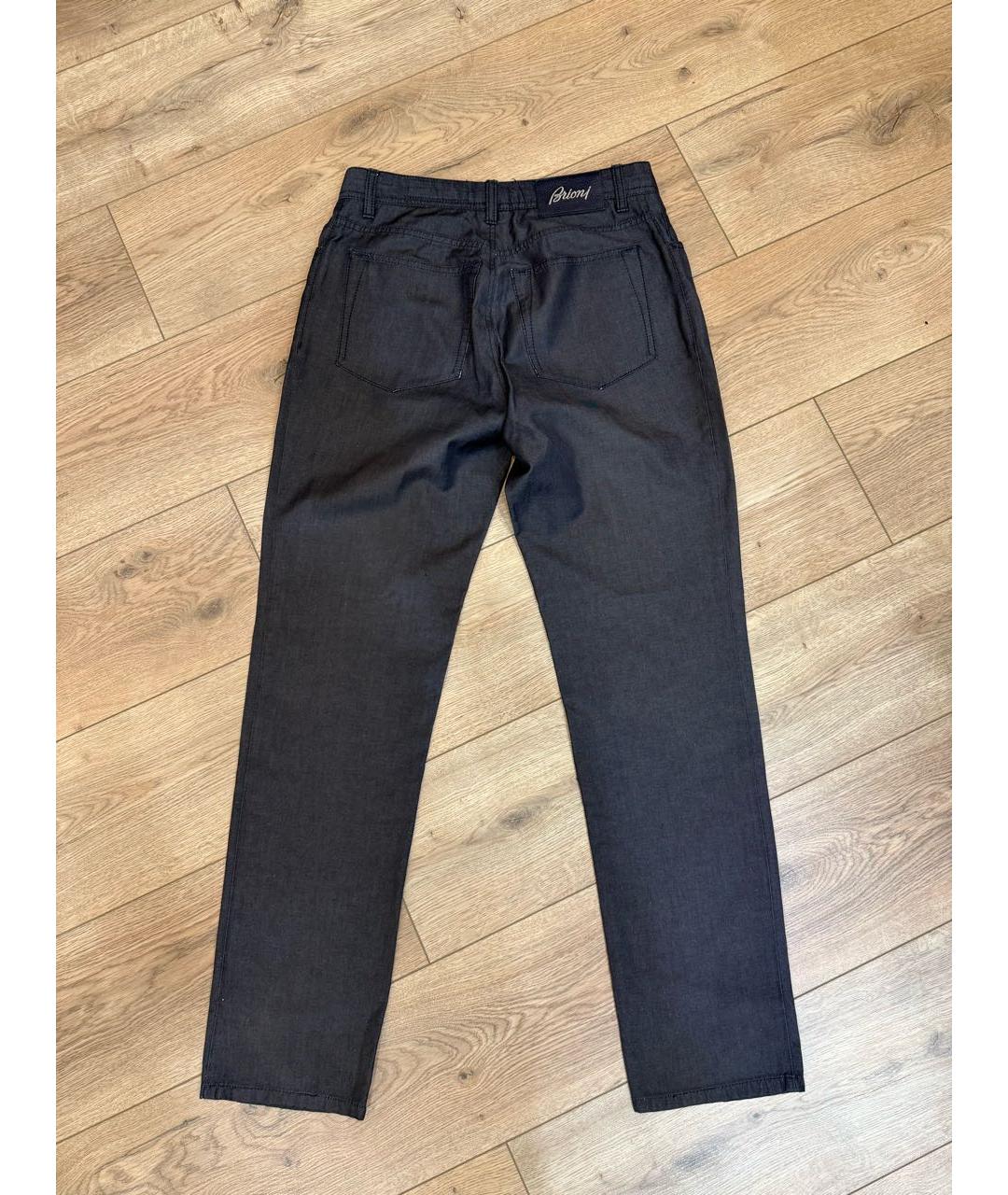BRIONI Антрацитовые хлопковые повседневные брюки, фото 3