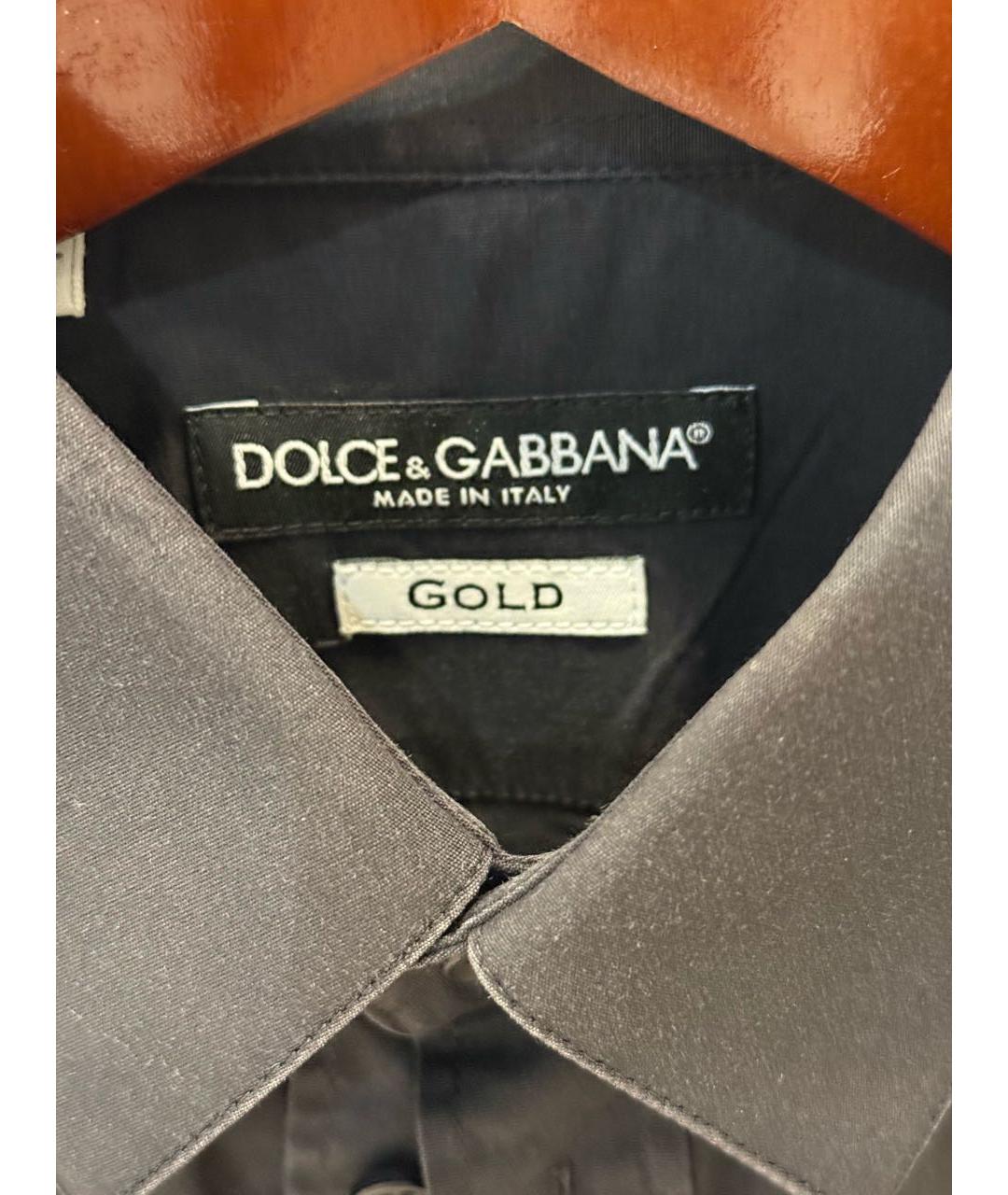 DOLCE&GABBANA Черная хлопковая классическая рубашка, фото 2